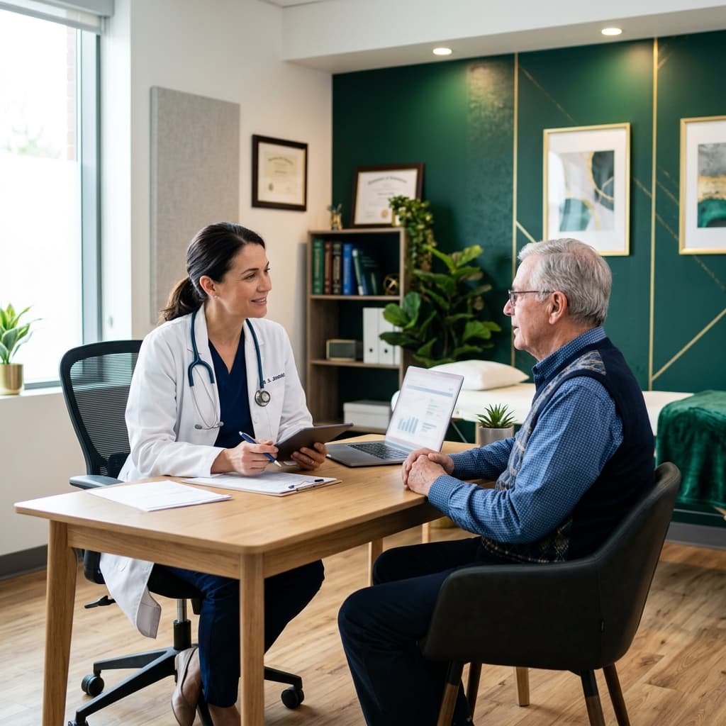 Doctor talking with patient
